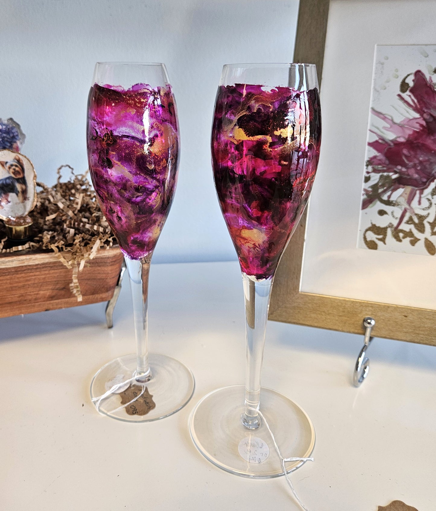 March 21 | Alcohol Ink Wine Bottle or Wine glasses